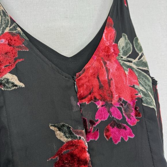 Ett:twa Anthropologie Floral Burnout Jumpsuit Womens Small Black Velvet Motif - Picture 6 of 15